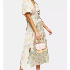 Top Shop Willow Floral MIDI Satin Dress